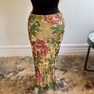 John Galliano Floral Sparkly Skirt